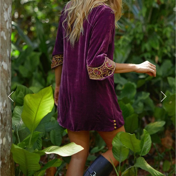 SIZE SWAP my S/for your XS CHASING UNICORNS VIOLET SILK VELVET TUNIC DRESS/NWT - Picture 5 of 5